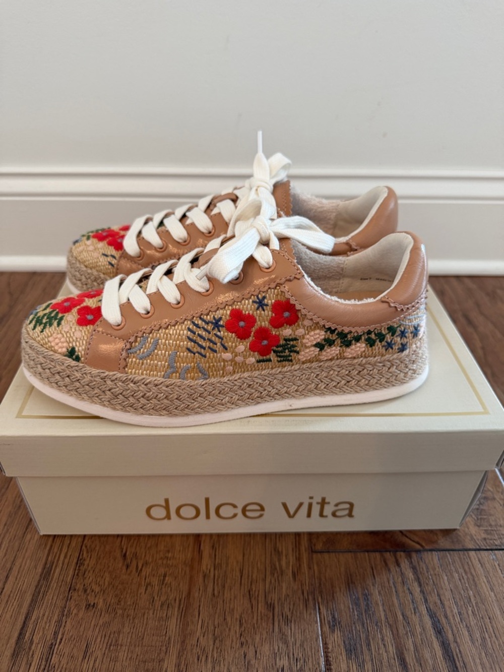 Dolce Vita Azalia Floral Crochet Espadrille Lace-Up Sneakers